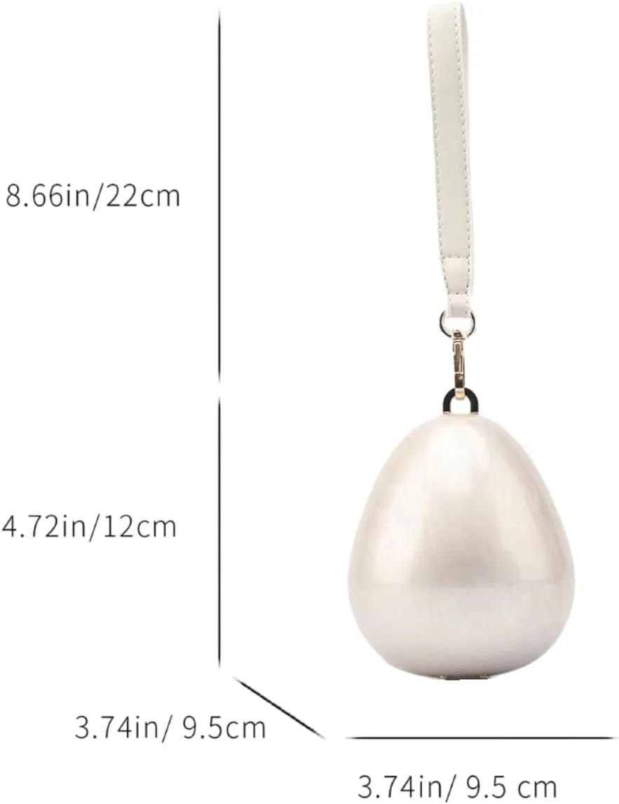 Women Acrylic Egg Clutch Bag Cute Pearl Acrylic Evening Handbags Marble Purses Beaded Shoulder Bags for Party Prom