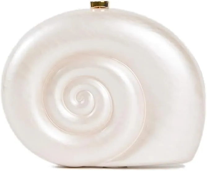 Women Acrylic snail shape clutch bag cute Evening Clutch with chain For evening Wedding Party small Purse Designer Handbag pearl color
