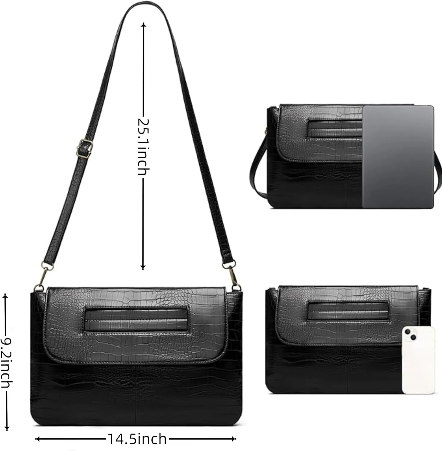 Women Classic Crocodile Pattern Faux Leather Clutch Purse Oversized Female Shoulder Bag Messenger Handbag