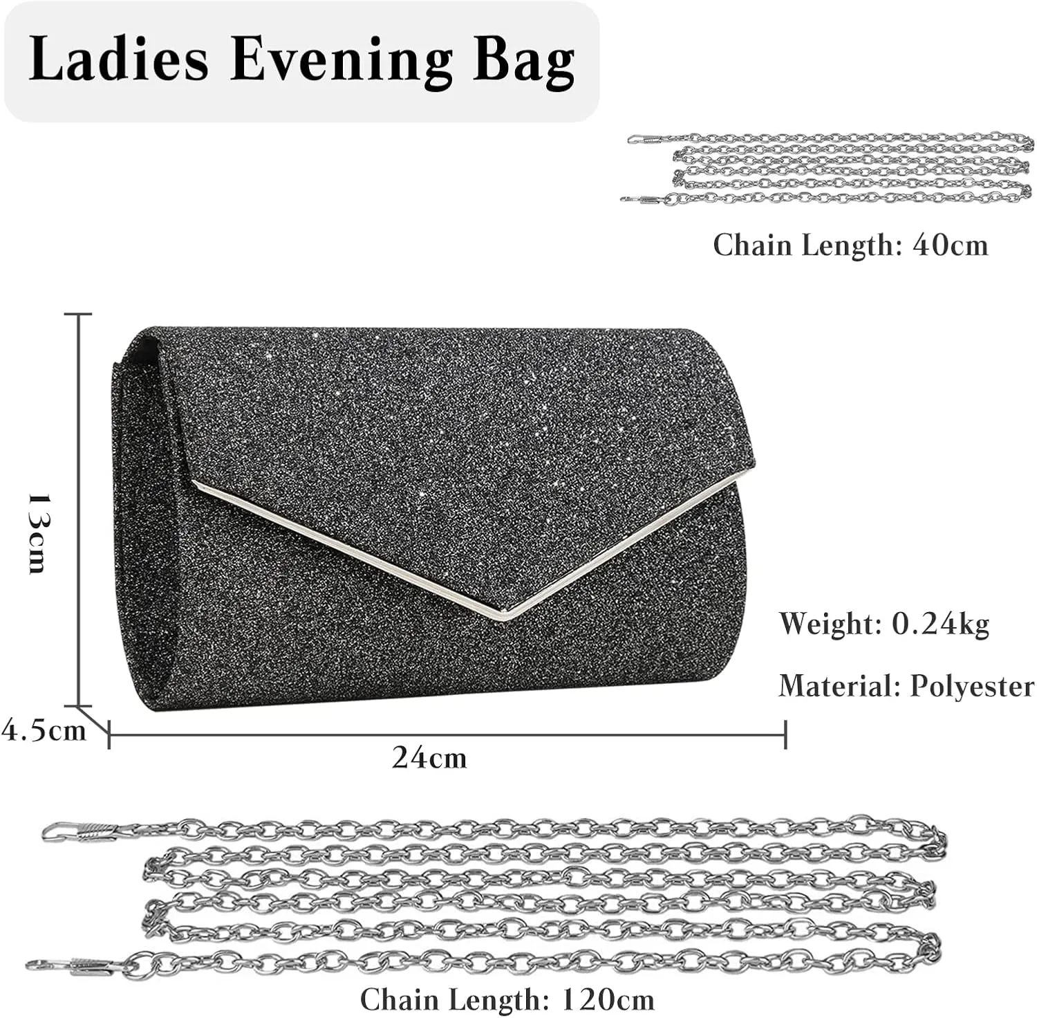 Women Clutch Bag Sequins Evening Bag Bridal Wedding Purse Glitter Sparkly Handbag