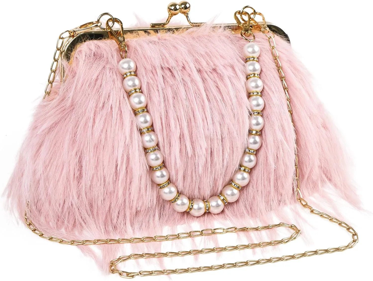 Women Clutch Purses,Fluffy Feather Evening Handbags for Wedding Party Banquet Prom Crossbody Bag