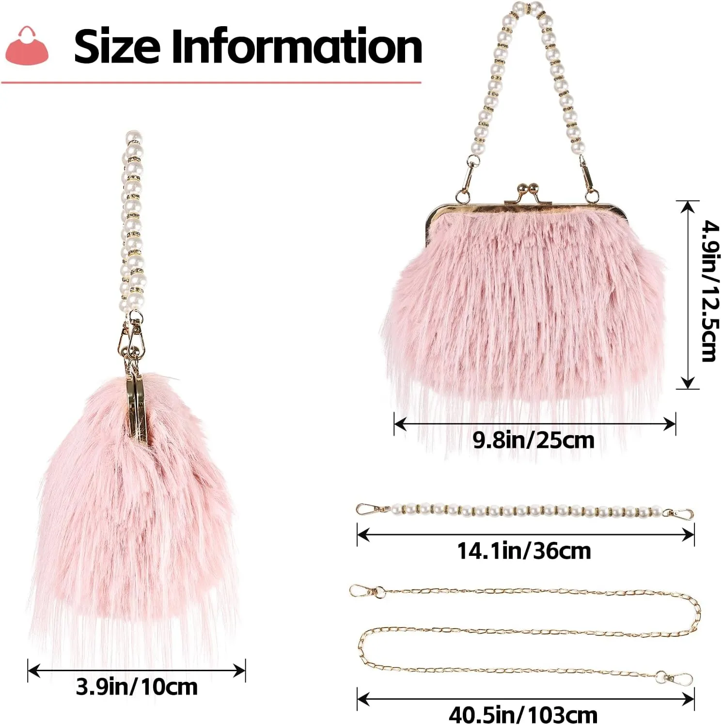 Women Clutch Purses,Fluffy Feather Evening Handbags for Wedding Party Banquet Prom Crossbody Bag