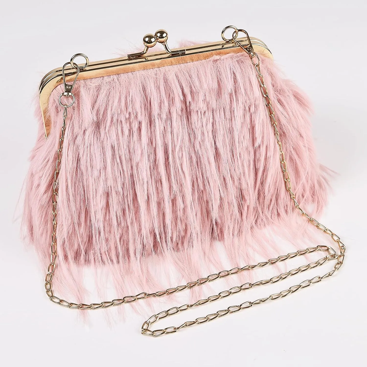 Women Clutch Purses,Fluffy Feather Evening Handbags for Wedding Party Banquet Prom Crossbody Bag