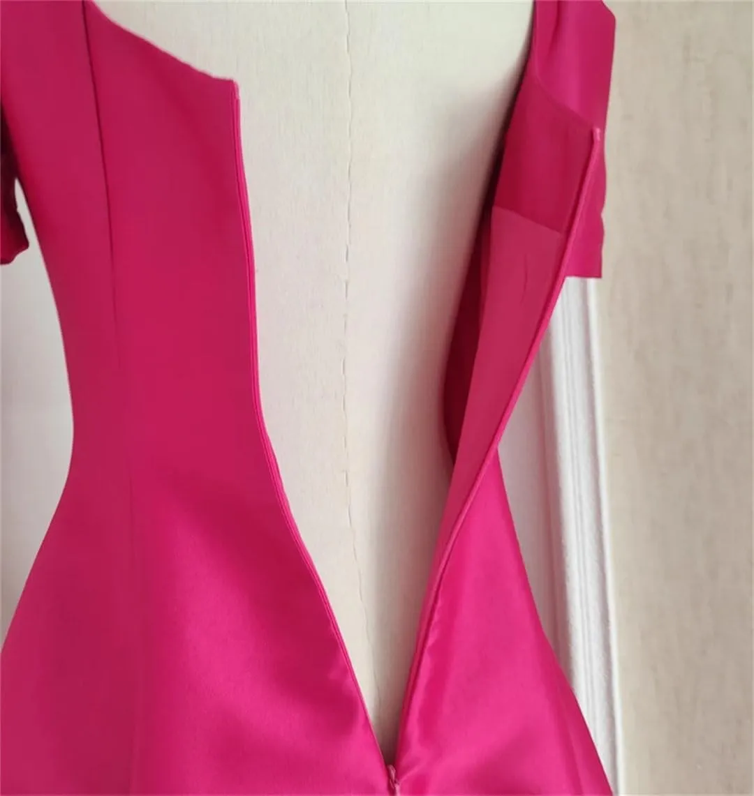 Women Dress Long French Hepburn Style Party Elegant Square Collar Short Sleeve Midi Vestidos Party Robe