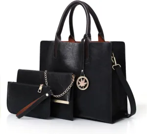 Women Fashion Handbags Wallet Tote Bag 3pcs Shoulder Bag Top Handle Satchel Purse Set