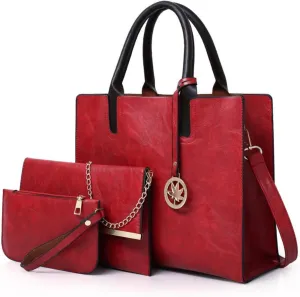 Women Fashion Handbags Wallet Tote Bag 3pcs Shoulder Bag Top Handle Satchel Purse Set