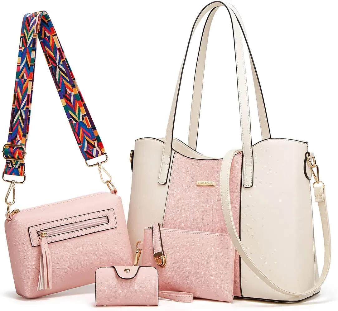 Women Fashion Handbags Wallet Tote Bag Shoulder Bag Top Handle Satchel Purse Set 4pcs