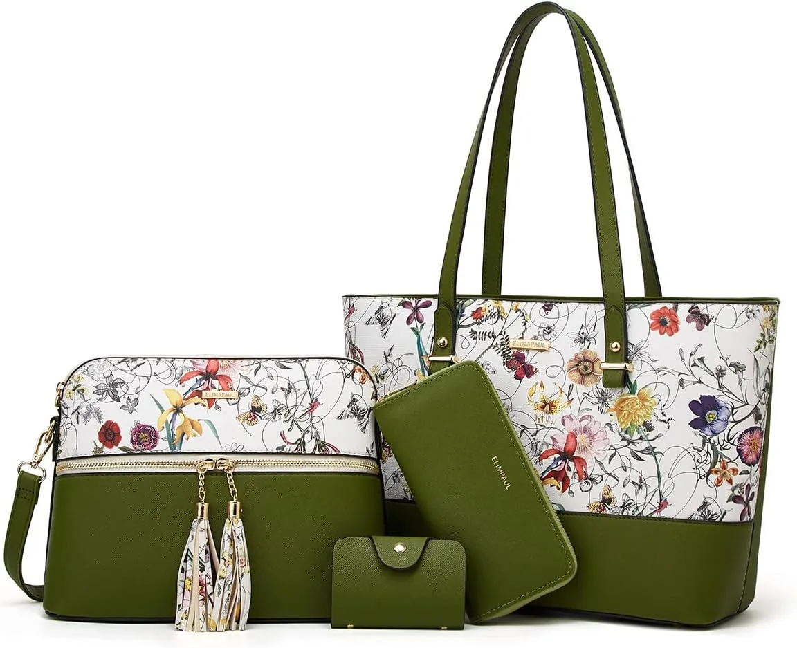 Women Fashion Handbags Wallet Tote Bag Shoulder Bag Top Handle Satchel Purse Set 4pcs