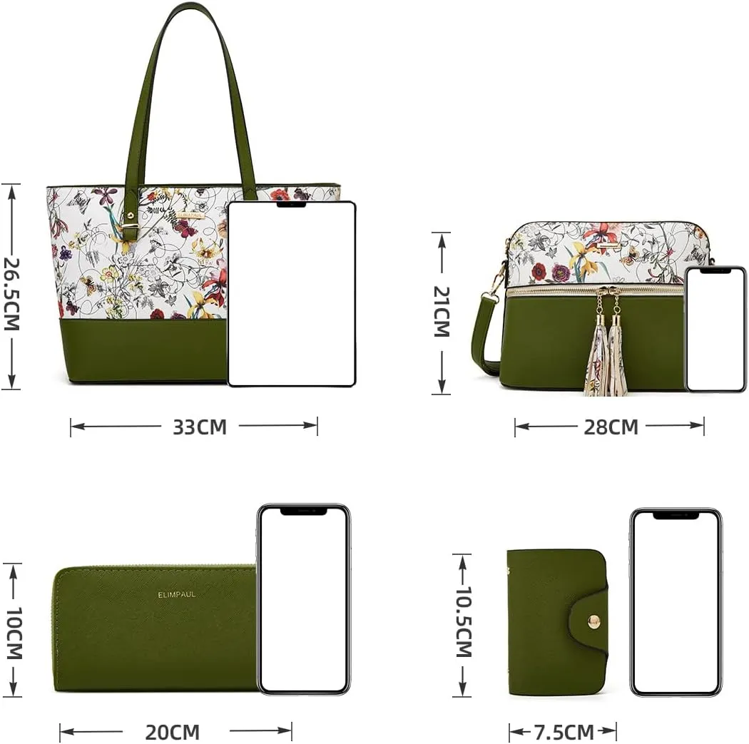 Women Fashion Handbags Wallet Tote Bag Shoulder Bag Top Handle Satchel Purse Set 4pcs