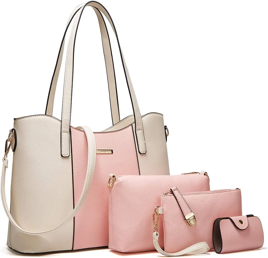 Women Fashion Handbags Wallet Tote Bag Shoulder Bag Top Handle Satchel Purse Set 4pcs