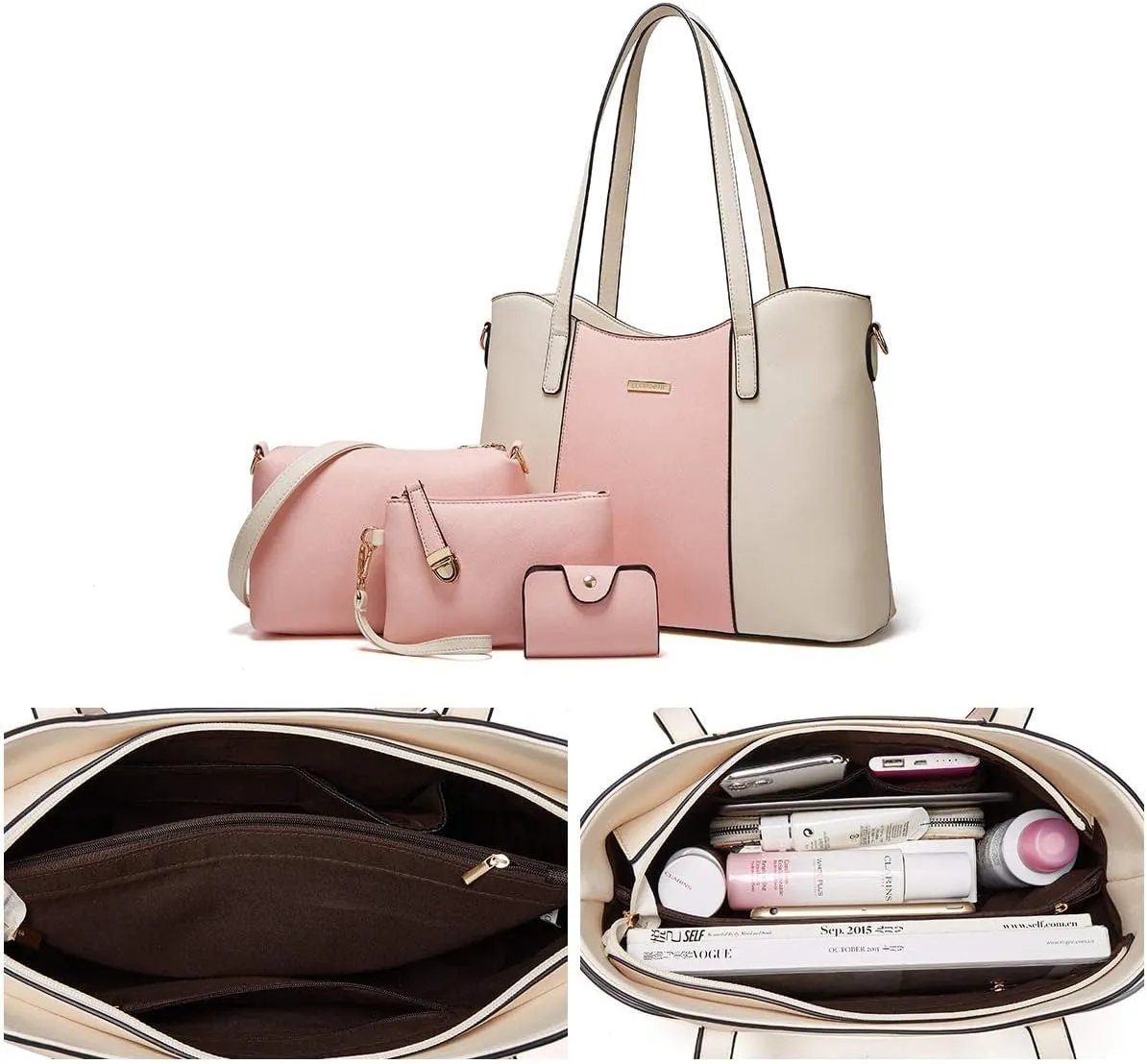 Women Fashion Handbags Wallet Tote Bag Shoulder Bag Top Handle Satchel Purse Set 4pcs