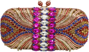Women Fashion Rhinestone Evening Bag Sparkly Stripe Crystal Handbag Wedding Clutch Purse for Banquet Party