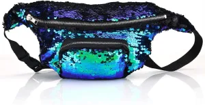 Women Fashionable Sequins Shining Party Waist Pouch Single Shoulder Bag