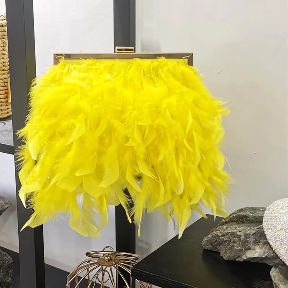 Women Feather Evening Purses and Clutches Exquisite Tassel Pearl Tote Bags for Wedding Banquet Party