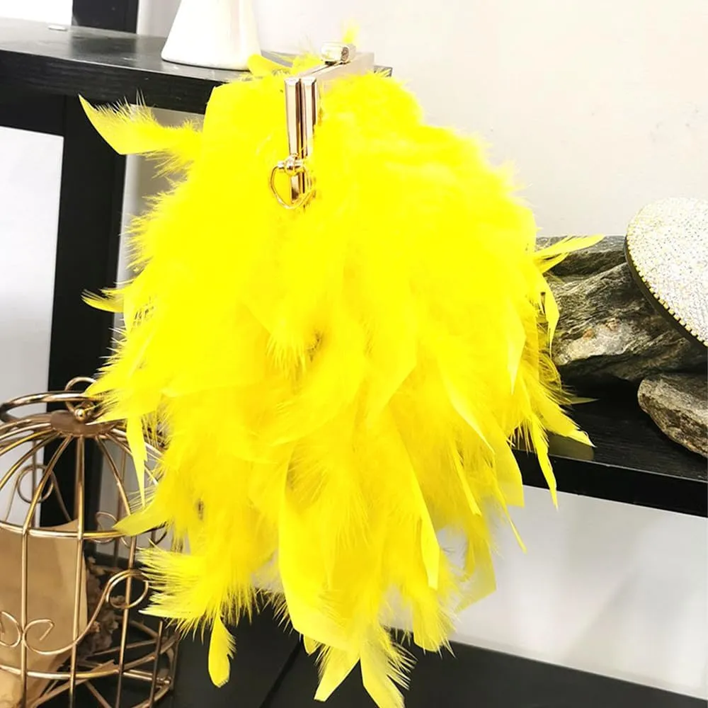 Women Feather Evening Purses and Clutches Exquisite Tassel Pearl Tote Bags for Wedding Banquet Party