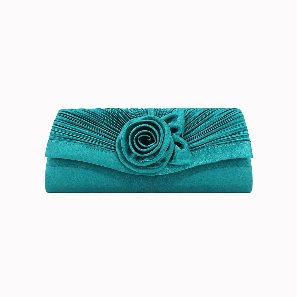 Women Flower Long Evening Clutch for Party