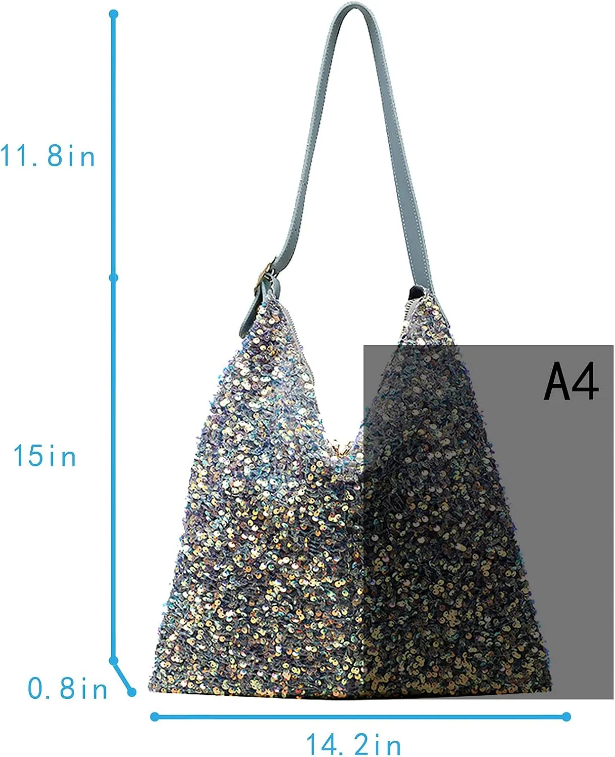 Women Glitter Sequin Shoulder Tote Bag Girls Large Capacity Shiny Shopping Bag Pouch