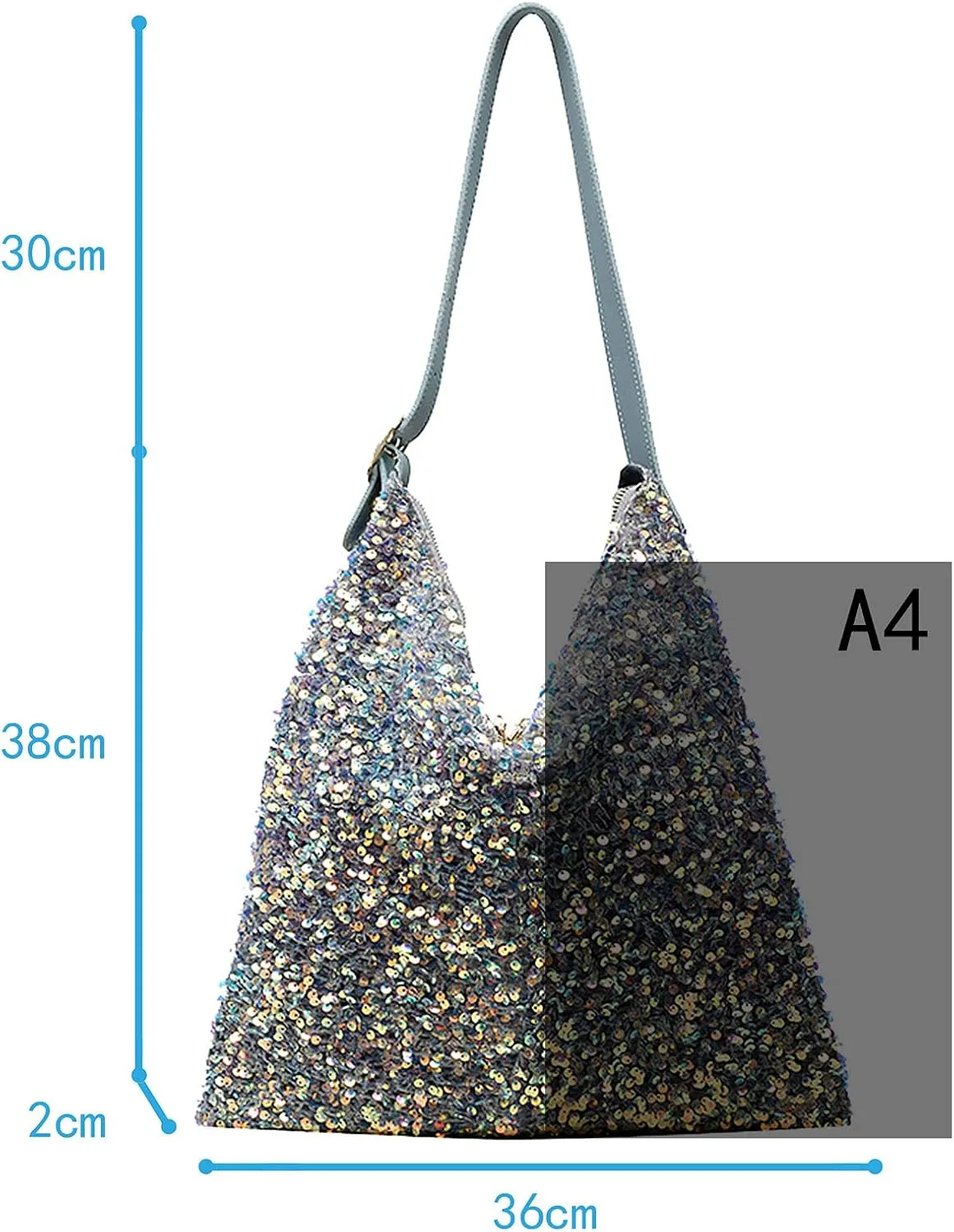 Women Glitter Sequin Shoulder Tote Bag Girls Large Capacity Shiny Shopping Bag Pouch