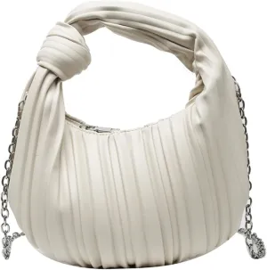 Women Knotted Woven Ruched Handbag Soft Faux Leather Purse Chic Top Handle Bag for Ladies Small Hobo Handbag