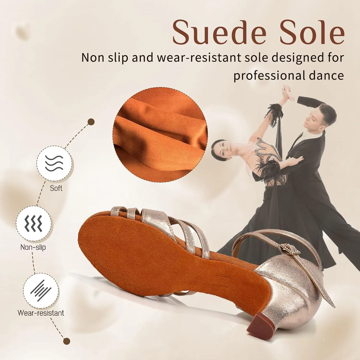 Women Latin Dance Shoes Open Toe Performance Salsa Bachata Professional Ballroom Dance Shoes,Model WZSP811-5cm Heel