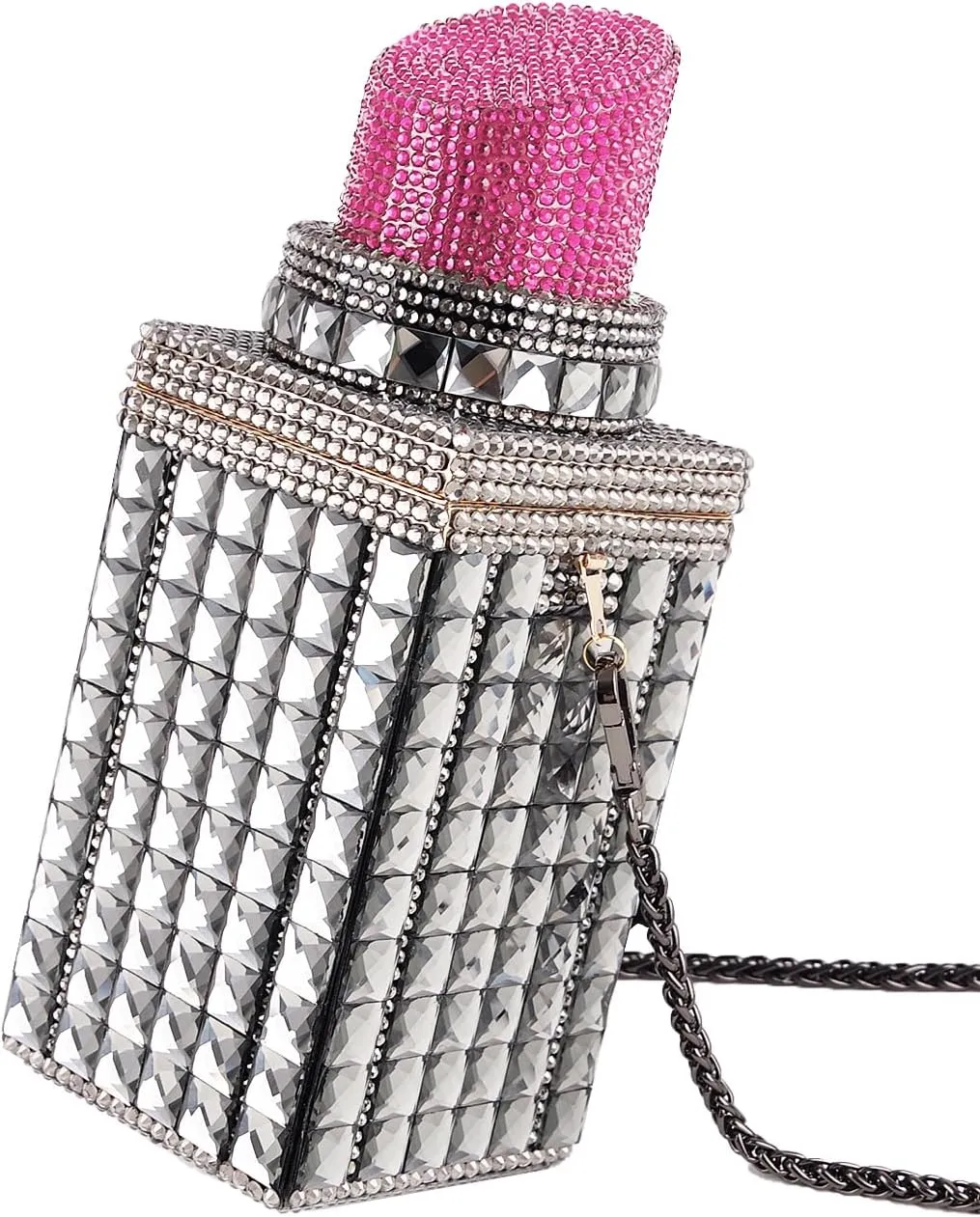 Women Lipstick Shape Inlaid Rhinestone Crystal Glitter Evening Bags Purses Clutch Sparkly Banquet Handbag