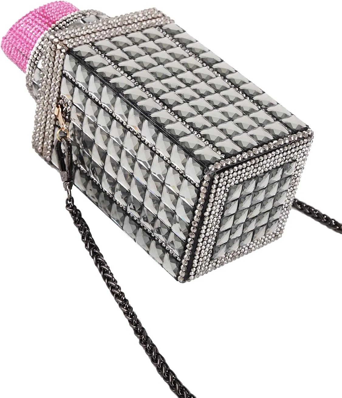 Women Lipstick Shape Inlaid Rhinestone Crystal Glitter Evening Bags Purses Clutch Sparkly Banquet Handbag