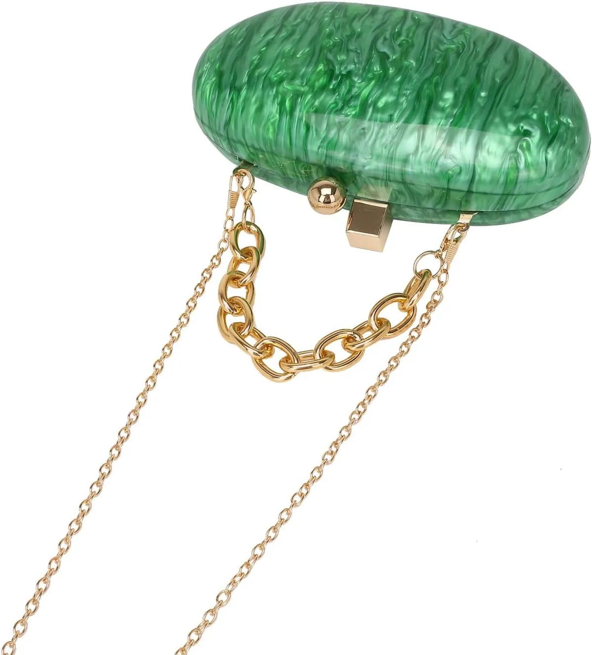 Women Oval Acrylic Evening Clutch Bag Ladies Marble Purses and Handbags Pearl Acrylic Shoulder Bag for Wedding Party
