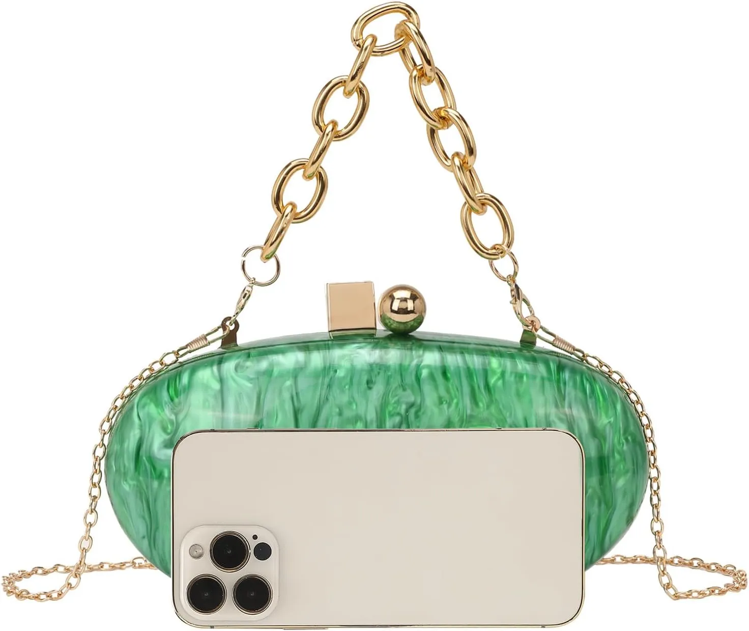 Women Oval Acrylic Evening Clutch Bag Ladies Marble Purses and Handbags Pearl Acrylic Shoulder Bag for Wedding Party