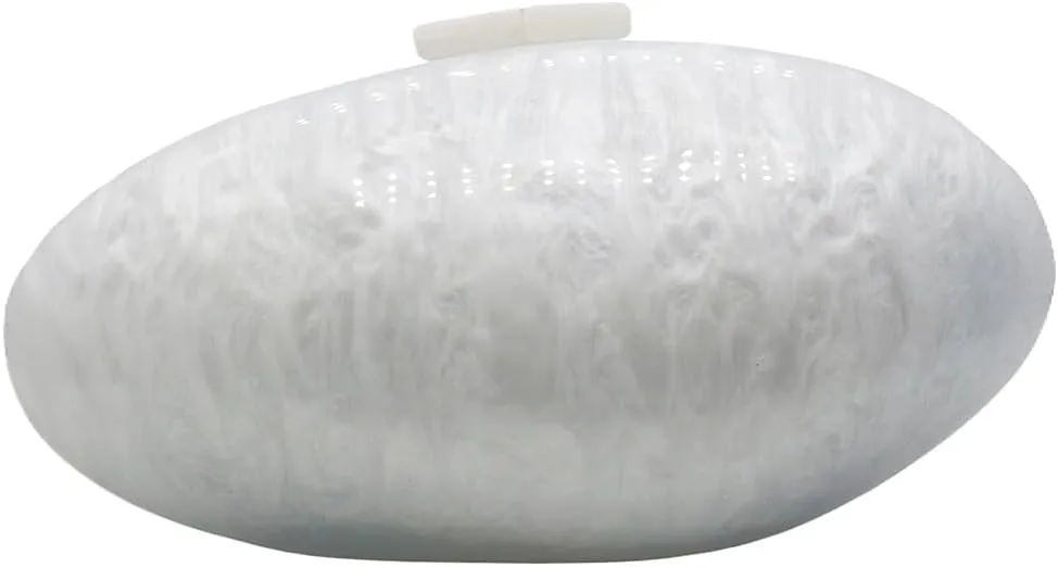 Women Oval Acrylic Evening Clutch Bag Ladies Marble Purses and Handbags Pearl Acrylic Shoulder Bag for Wedding Party