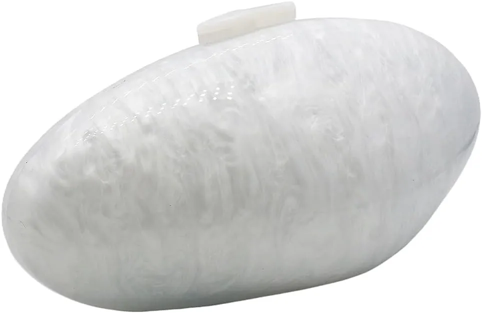 Women Oval Acrylic Evening Clutch Bag Ladies Marble Purses and Handbags Pearl Acrylic Shoulder Bag for Wedding Party