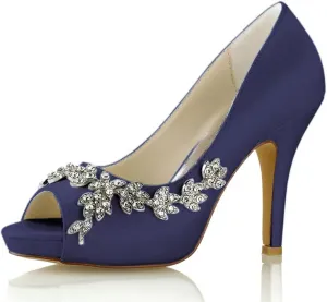 Women Prom Dress Shoes Pumps Open Toe Shoes Bride Heels Lace Evening Party Wedding Court Shoes