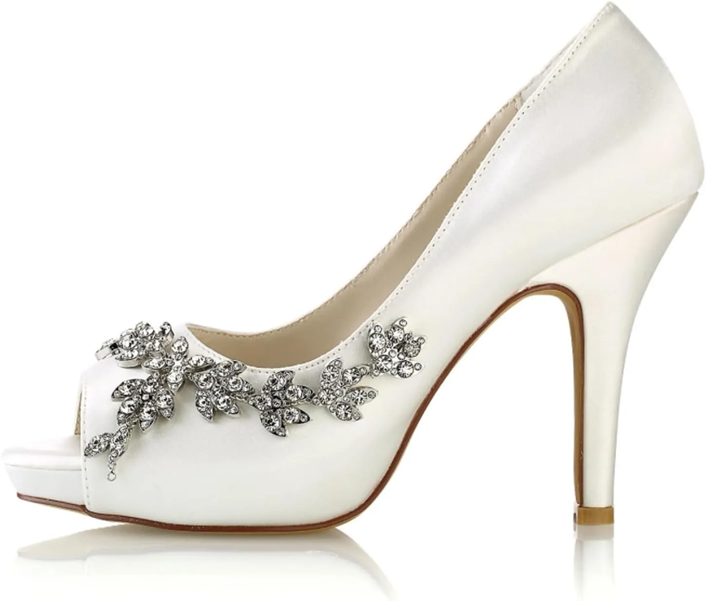 Women Prom Dress Shoes Pumps Open Toe Shoes Bride Heels Lace Evening Party Wedding Court Shoes