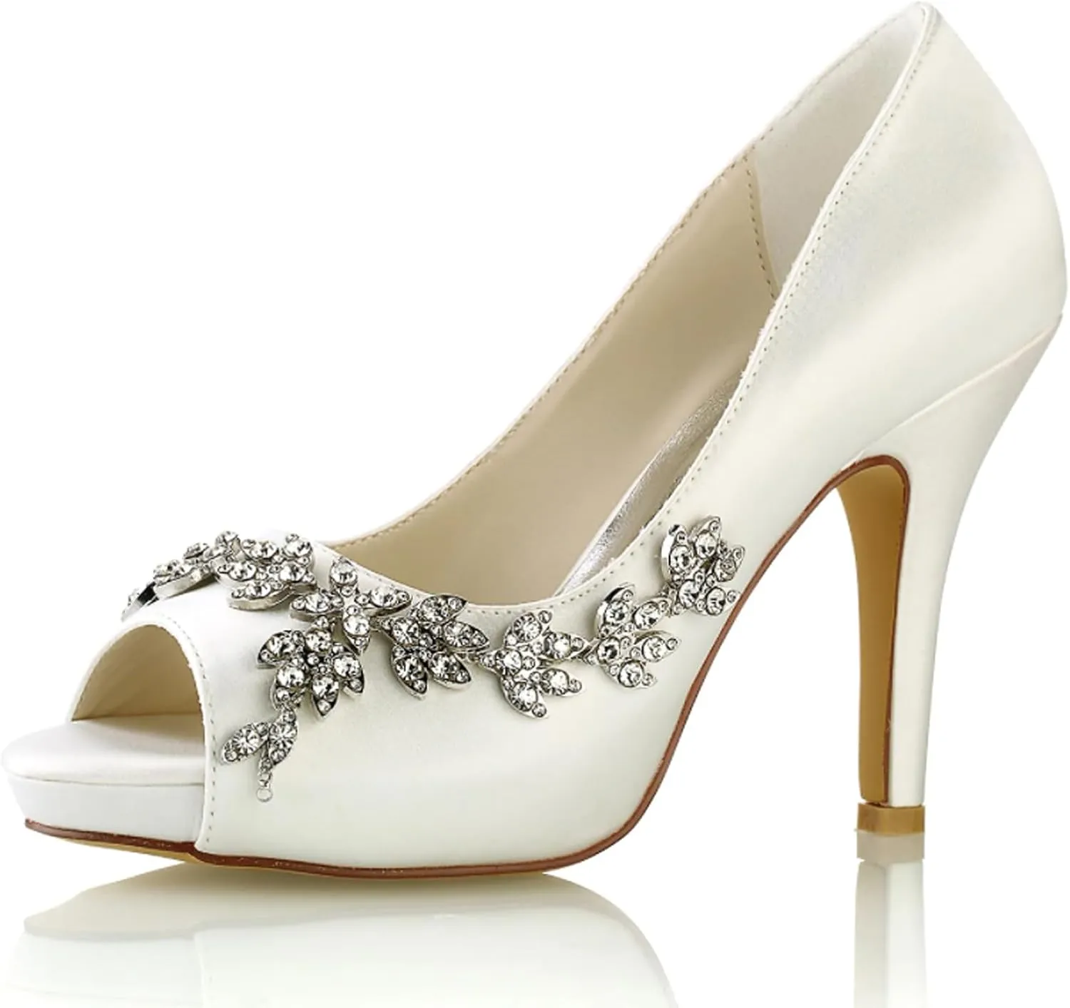 Women Prom Dress Shoes Pumps Open Toe Shoes Bride Heels Lace Evening Party Wedding Court Shoes