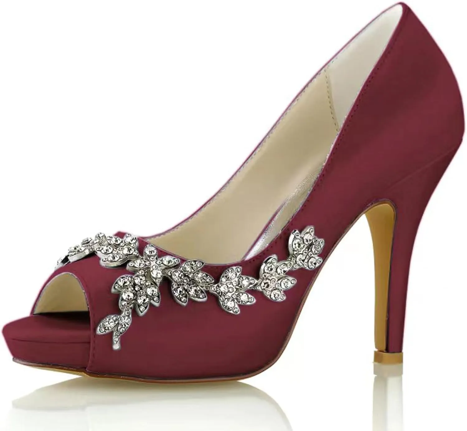 Women Prom Dress Shoes Pumps Open Toe Shoes Bride Heels Lace Evening Party Wedding Court Shoes