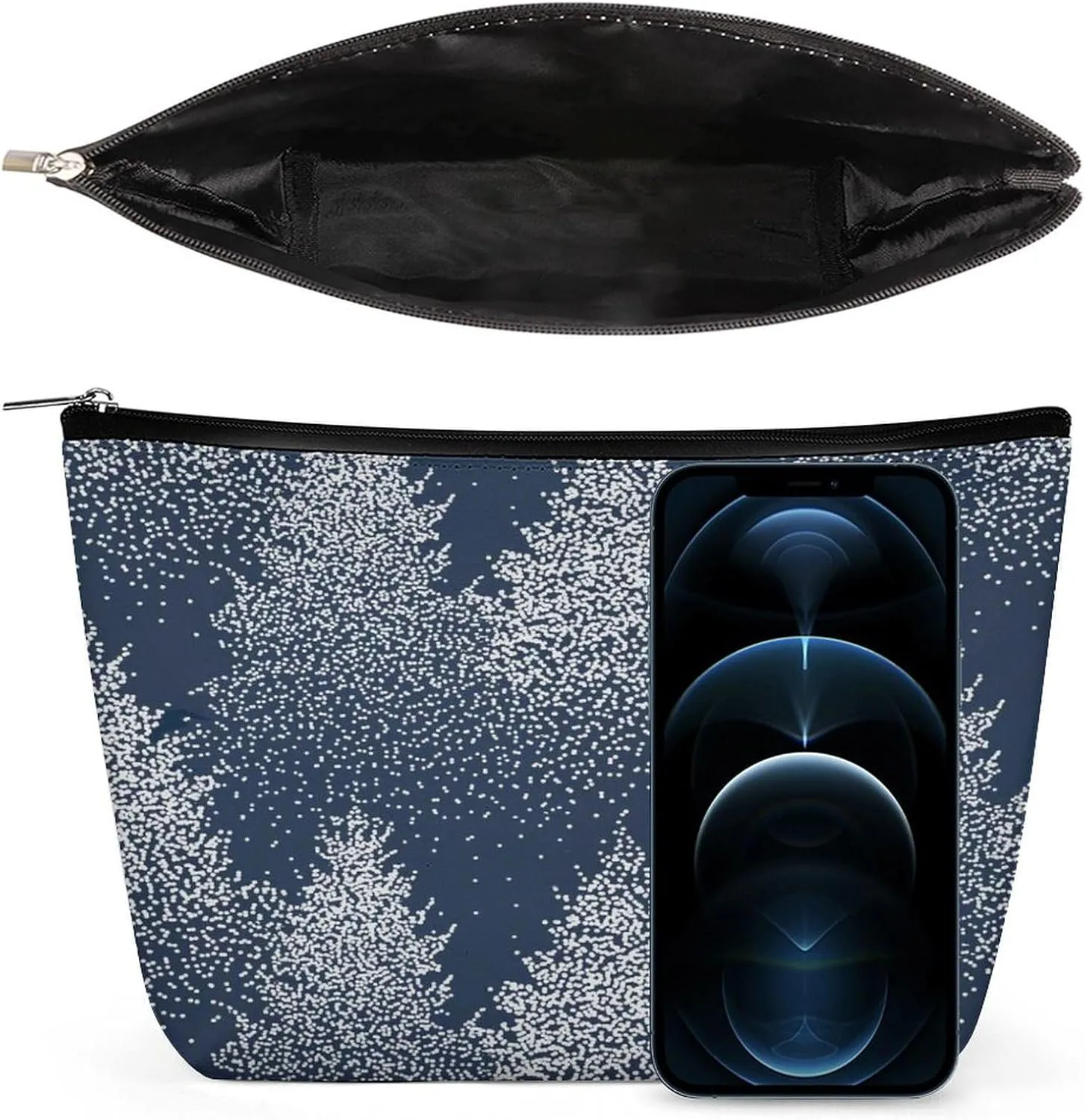 Women PU Leather Cosmetic Bag, Toiletry Storage 6.8x5.9x2.3 in Zipper Pouch Handbag Makeup Case Purse Holder Organizer