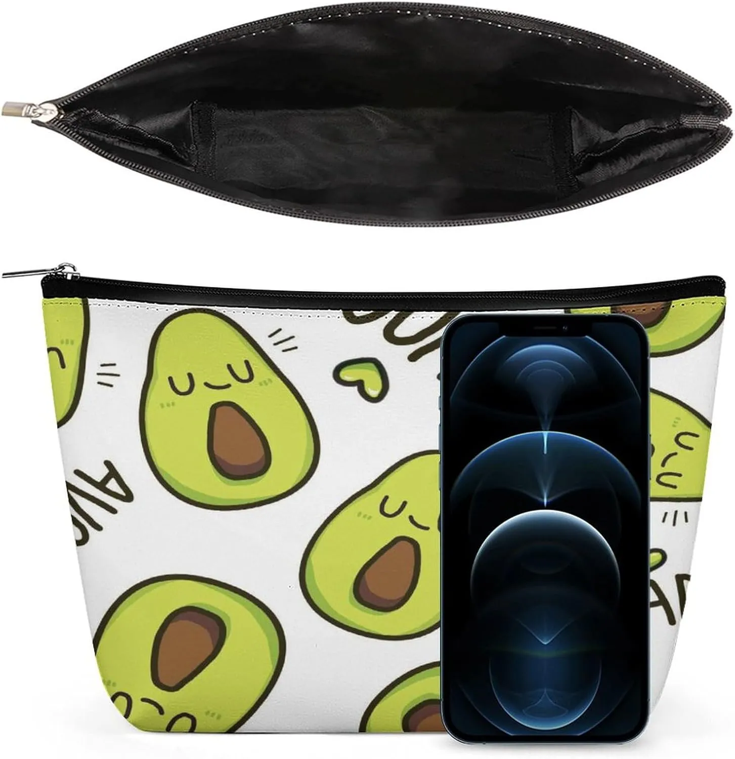Women PU Leather Cosmetic Bag, Toiletry Storage 6.8x5.9x2.3 in Zipper Pouch Handbag Makeup Case Purse Holder Organizer