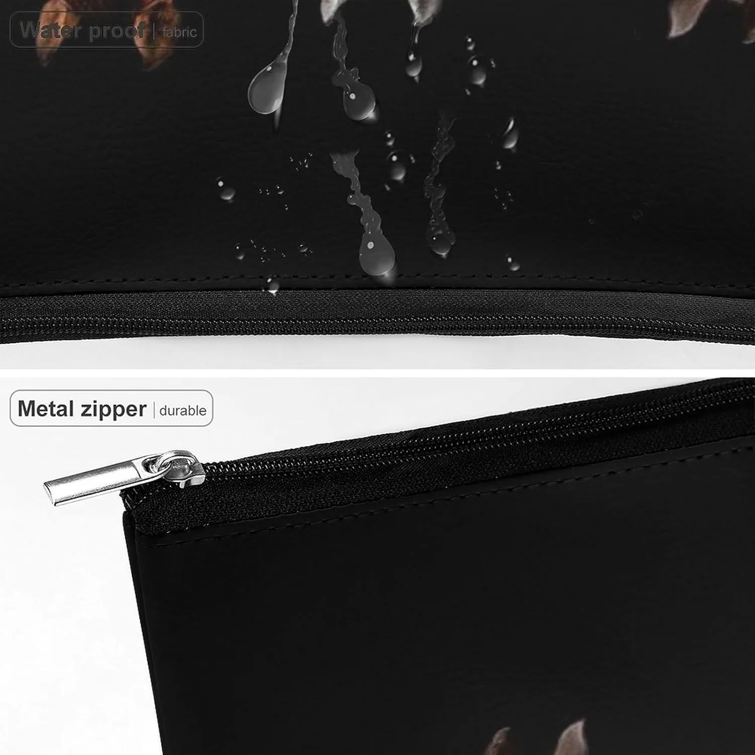 Women PU Leather Cosmetic Bag, Toiletry Storage 6.8x5.9x2.3 in Zipper Pouch Handbag Makeup Case Purse Holder Organizer