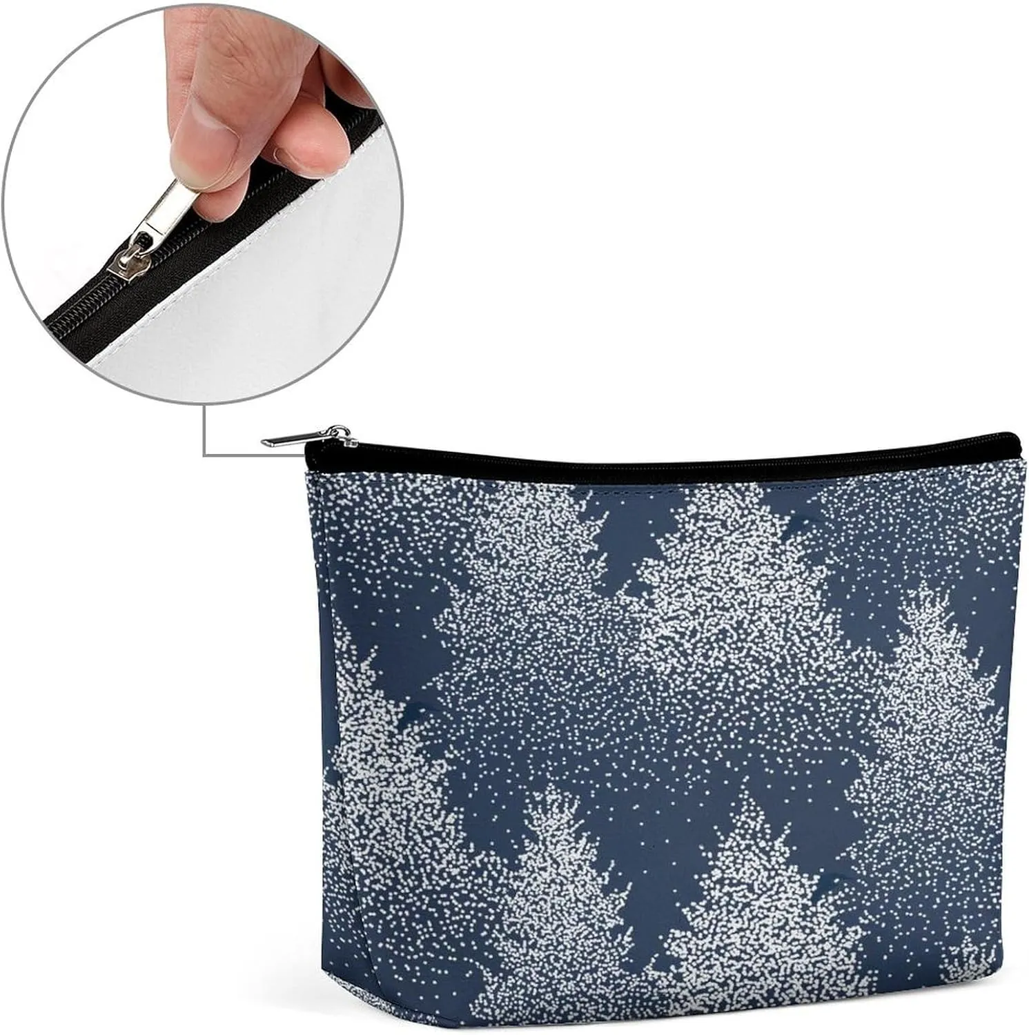 Women PU Leather Cosmetic Bag, Toiletry Storage 6.8x5.9x2.3 in Zipper Pouch Handbag Makeup Case Purse Holder Organizer