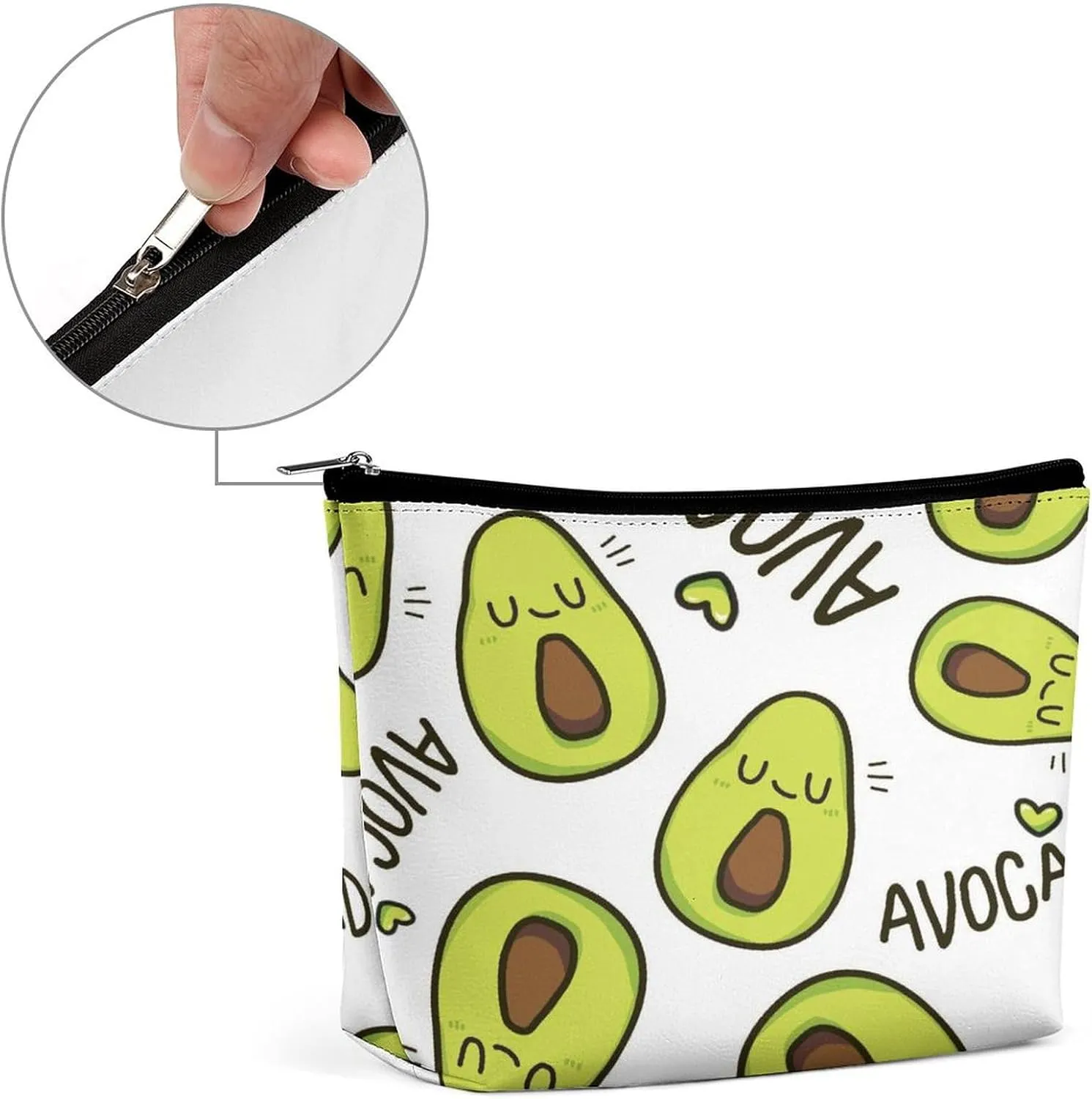 Women PU Leather Cosmetic Bag, Toiletry Storage 6.8x5.9x2.3 in Zipper Pouch Handbag Makeup Case Purse Holder Organizer