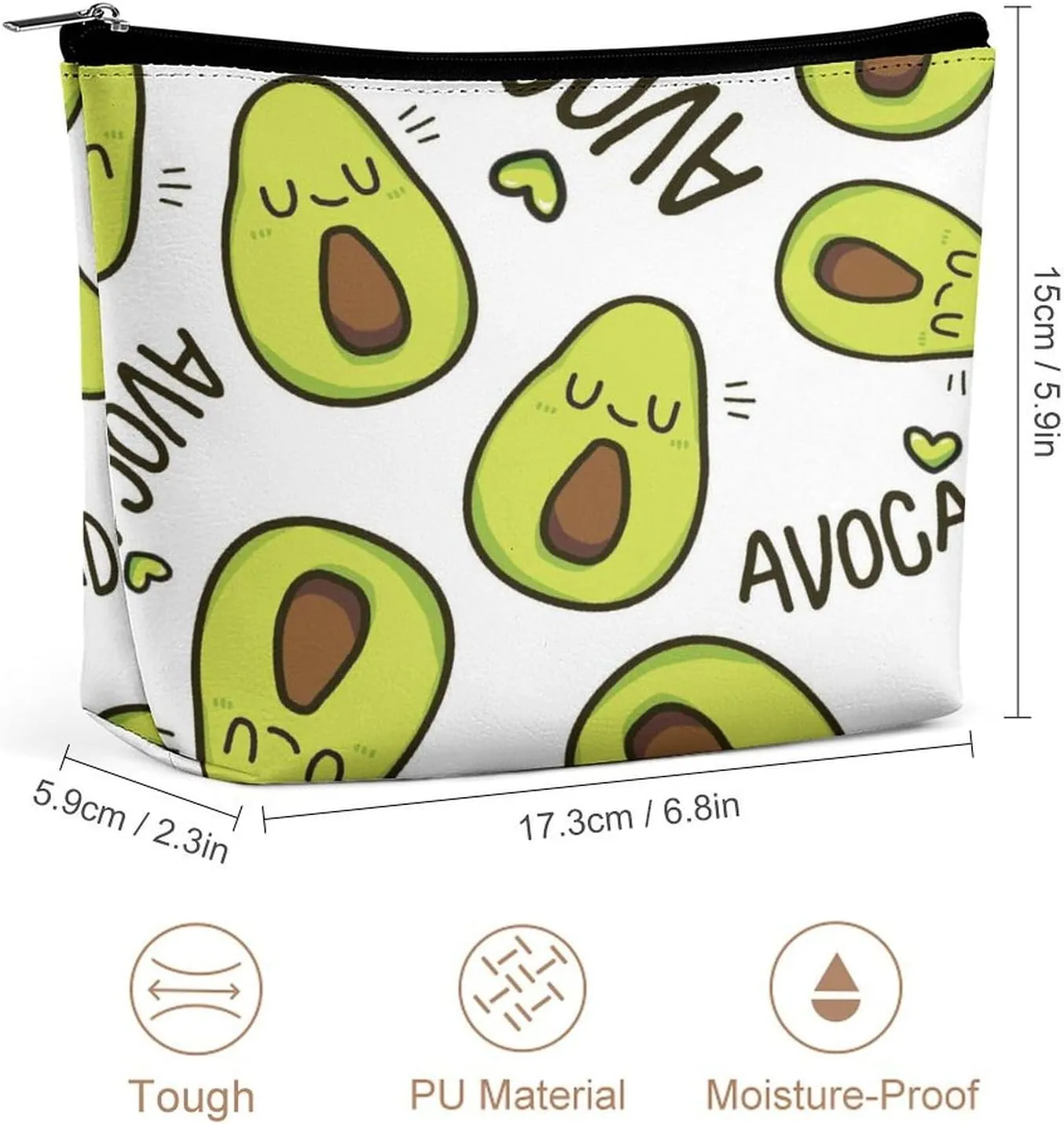 Women PU Leather Cosmetic Bag, Toiletry Storage 6.8x5.9x2.3 in Zipper Pouch Handbag Makeup Case Purse Holder Organizer