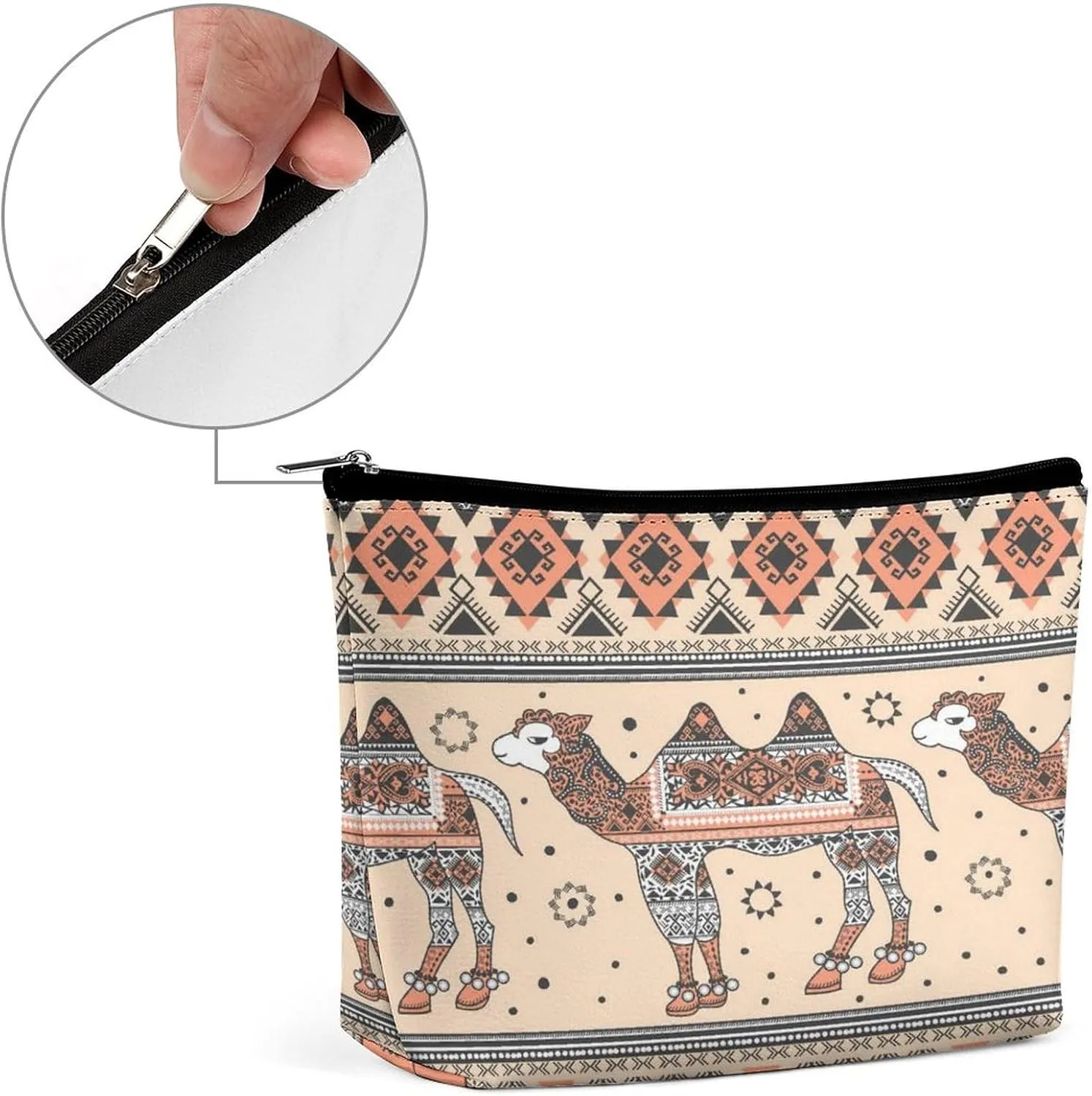 Women PU Leather Cosmetic Bag, Toiletry Storage 6.8x5.9x2.3 in Zipper Pouch Handbag Makeup Case Purse Holder Organizer