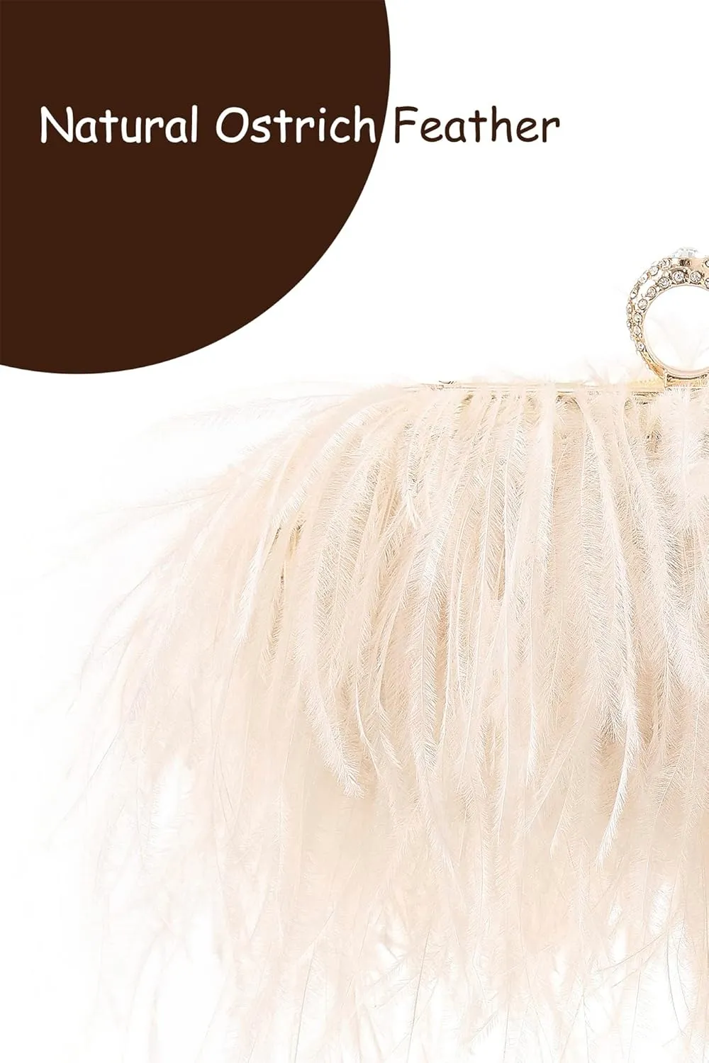 Women Real Natural Ostrich Feather Evening Bags Purses Clutch Vintage Banquet Handbag