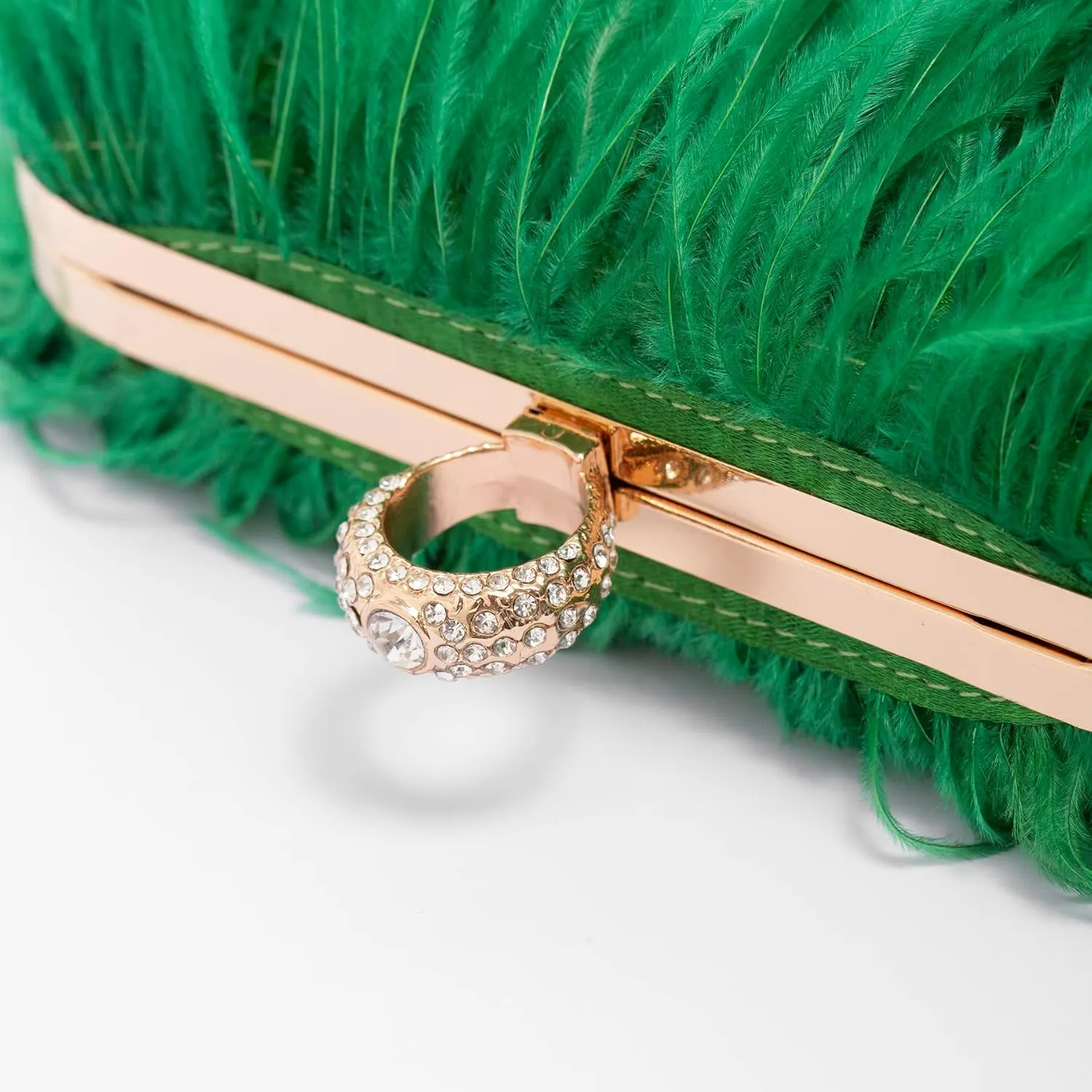 Women Real Natural Ostrich Feather Evening Bags Purses Clutch Vintage Banquet Handbag