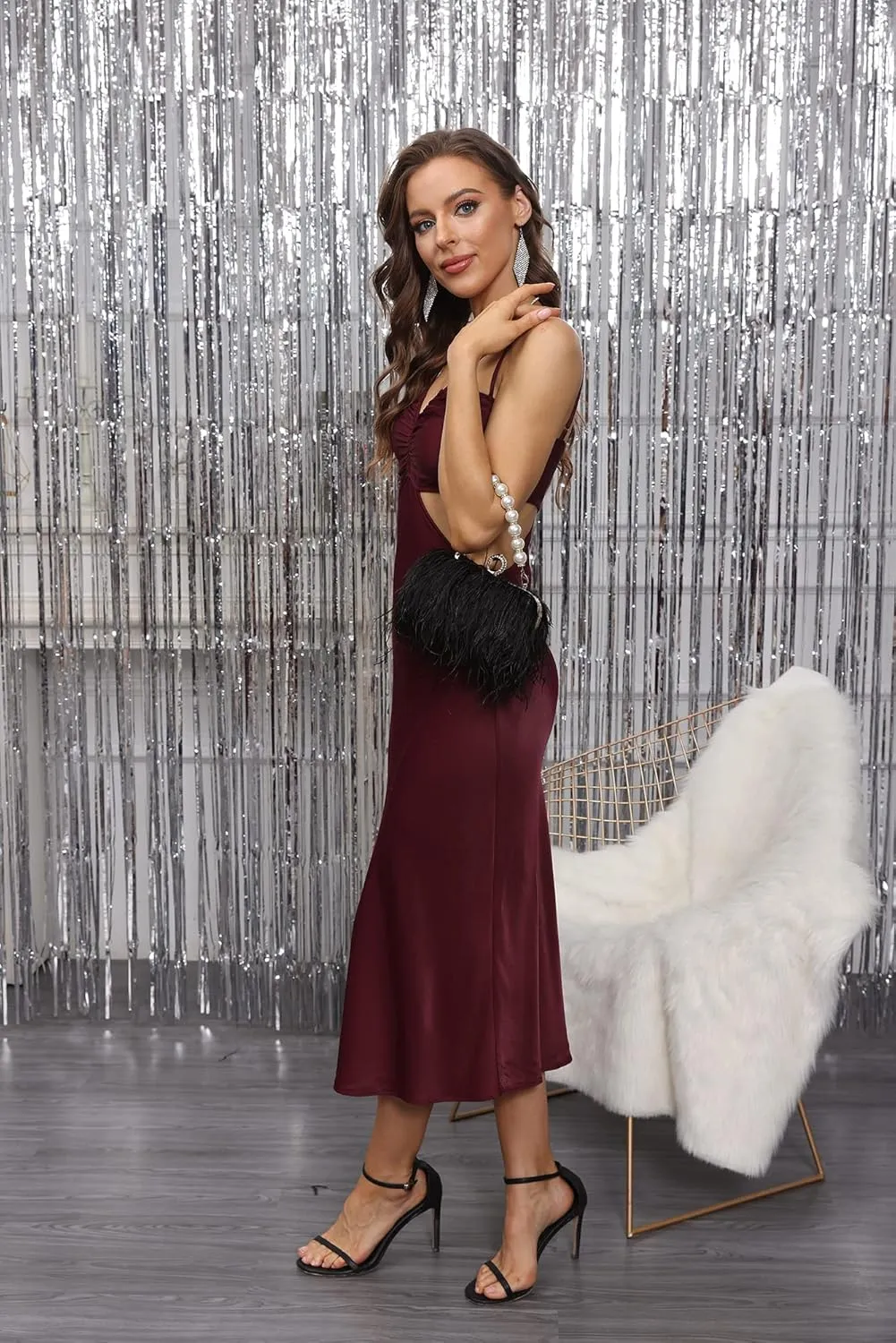 Women Real Natural Ostrich Feather Evening Bags Purses Clutch Vintage Banquet Handbag