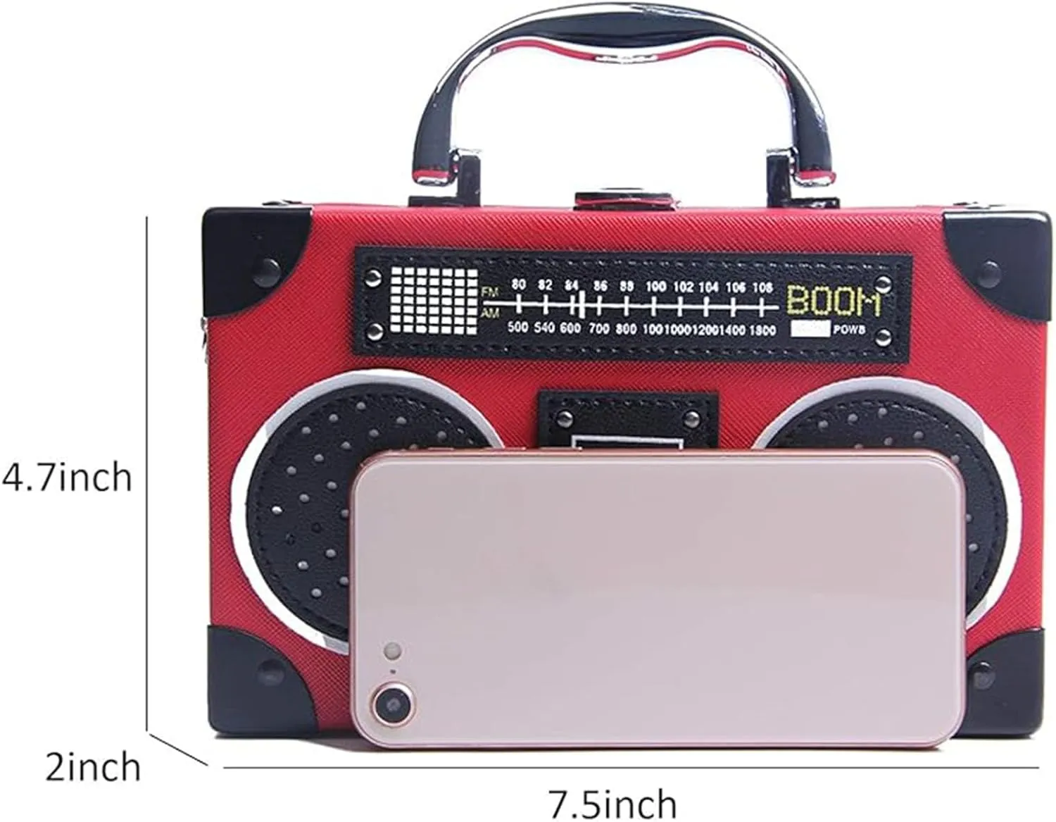 Women Retro Radio Shape Crossbody Bag, Hundred Dollar Bill Box Shoulder Bag, PU Leather Vintage Evening Clutch Purses