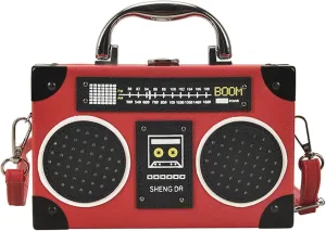Women Retro Radio Shape Crossbody Bag, Hundred Dollar Bill Box Shoulder Bag, PU Leather Vintage Evening Clutch Purses