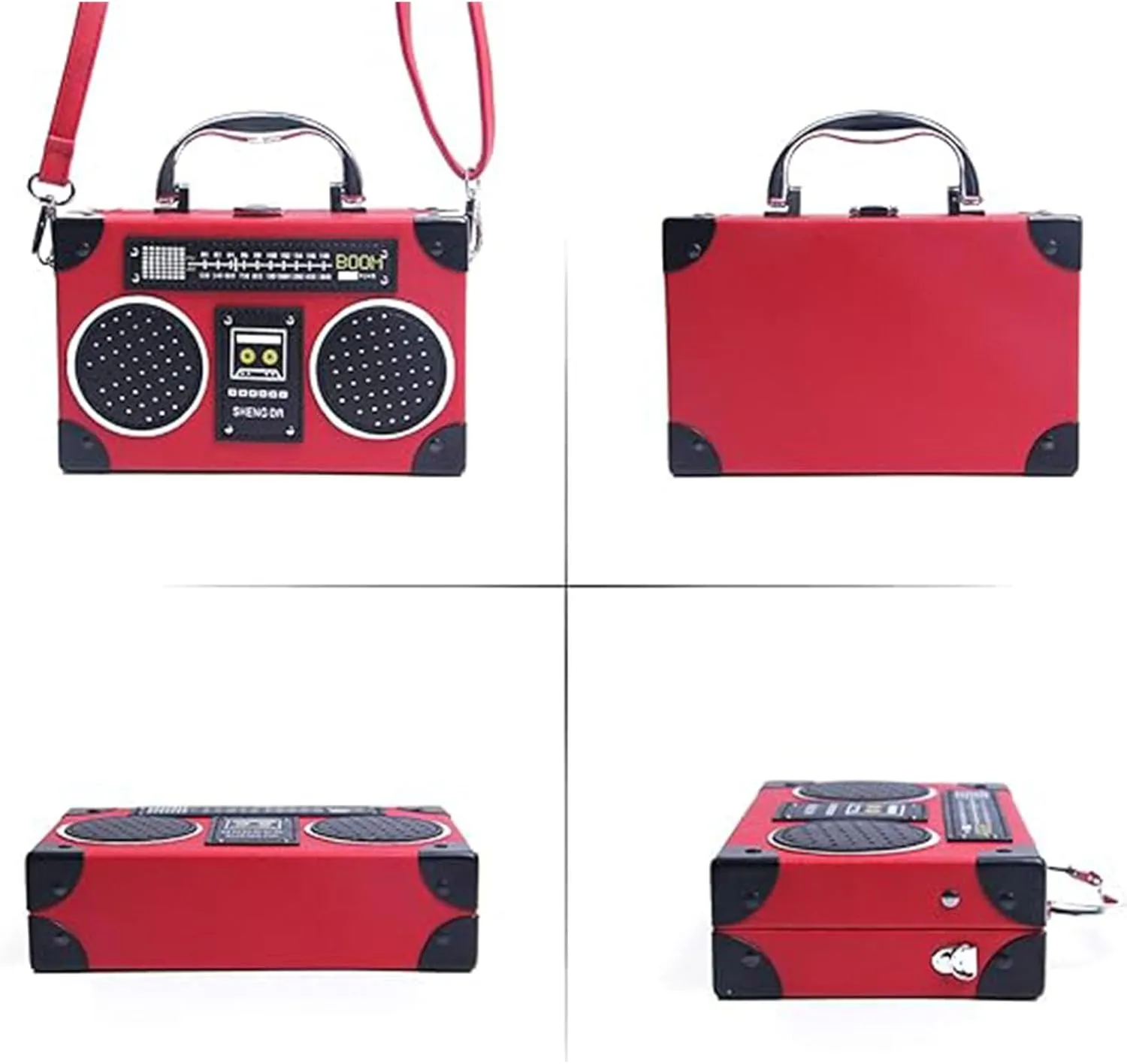 Women Retro Radio Shape Crossbody Bag, Hundred Dollar Bill Box Shoulder Bag, PU Leather Vintage Evening Clutch Purses