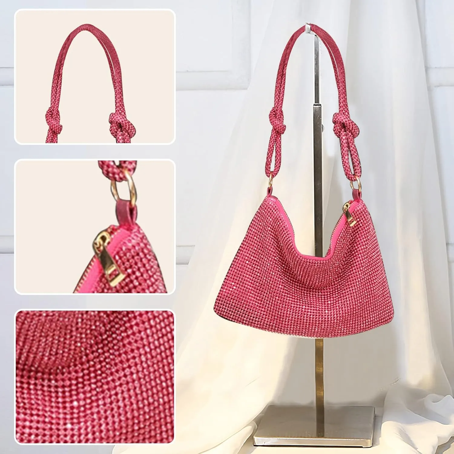 Women Rhinestone Evening Bag Crystal Clutch Bag Glitter Sparkly Handbag Wedding Purse