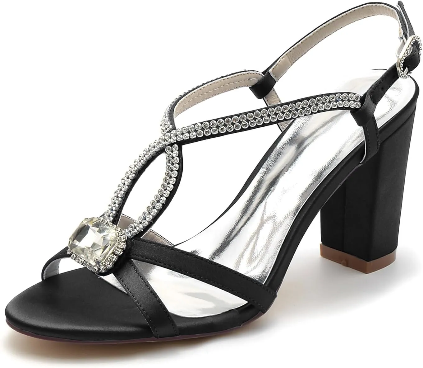 Women Rhinestone Open Toe Heel Shoes Strappy Wedding Party Bridal Sandals Evening Crisscross Straps High Heels
