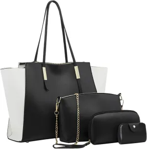 Women Shoulder Handbag Roomy Multiple Pockets Bag Ladies Shoulder Purse Fashion Tote Handbags for (Black, One Size)